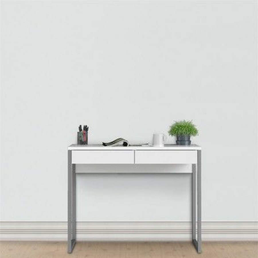 Executive Desks * | Aurora 2 Drawer Computer Desk In White-Tvilum