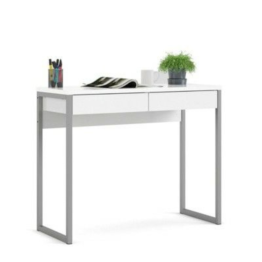 Executive Desks * | Aurora 2 Drawer Computer Desk In White-Tvilum