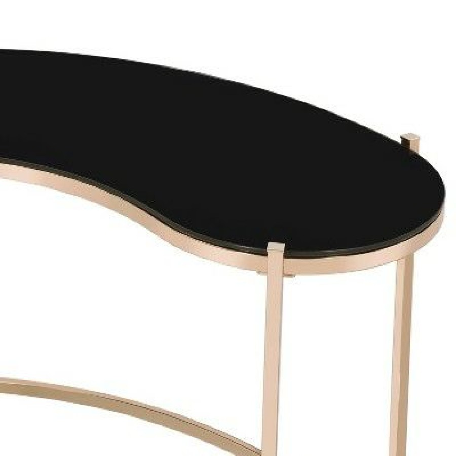 Executive Desks * | Burwick Writing Desk With Glass Top Gold Mibasics