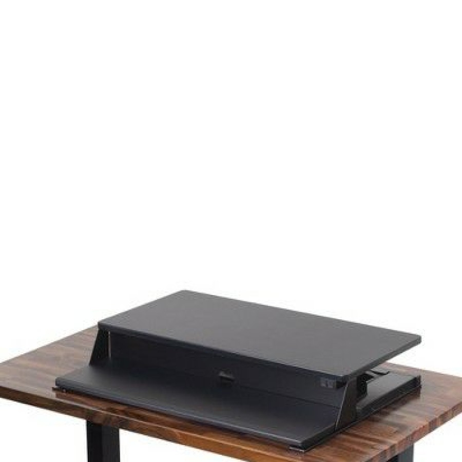 Executive Desks * | Flexpro Premier Electric Standing Desk Converter 32 Sit To Stand Workstation Black Stand Steady