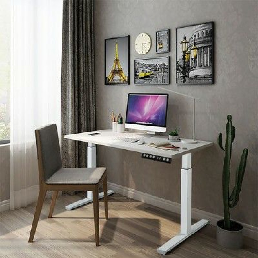 Executive Desks * | Costway Electric Stand Up Desk Frame Dual Motor Height Adjustable Stand