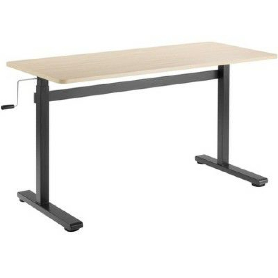 Executive Desks * | Tranzendesk Standing Desk 55 Manual Height Adjustable Workstation Maple Stand Steady