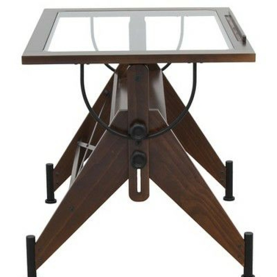 Drafting Tables * | Studio Designs Aries Glass Top Table Dark Walnut/Black