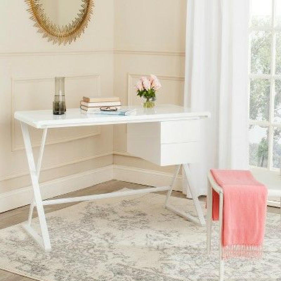 Executive Desks * | Watkins Desk White Safavieh