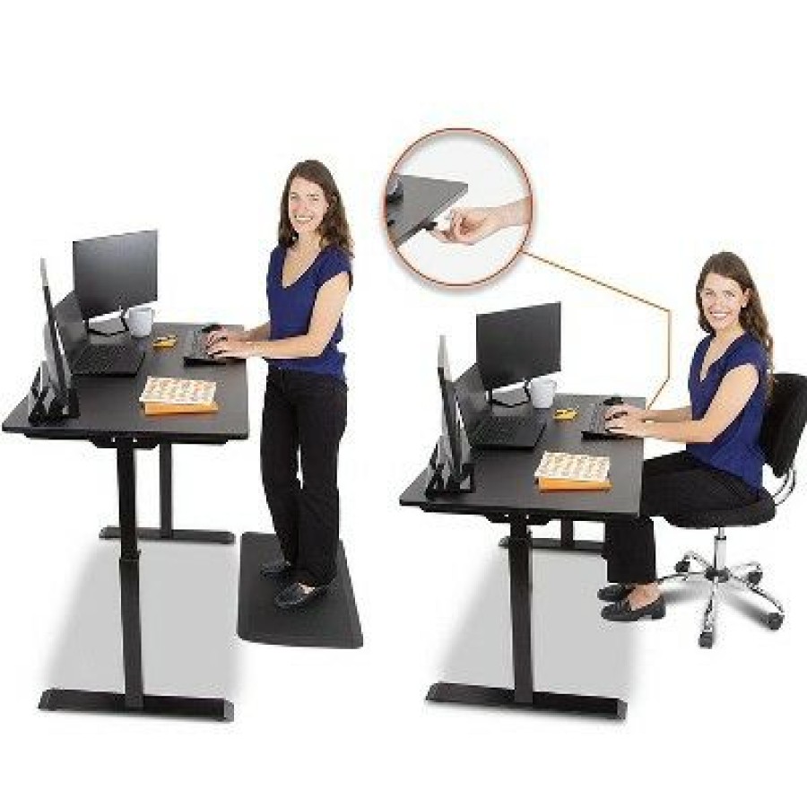 Executive Desks * | Tranzendesk Power Standing Desk 47.5 Electric Height Adjustable Workstation Black Stand Steady